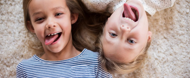 children doing silly face myofunctional therapy